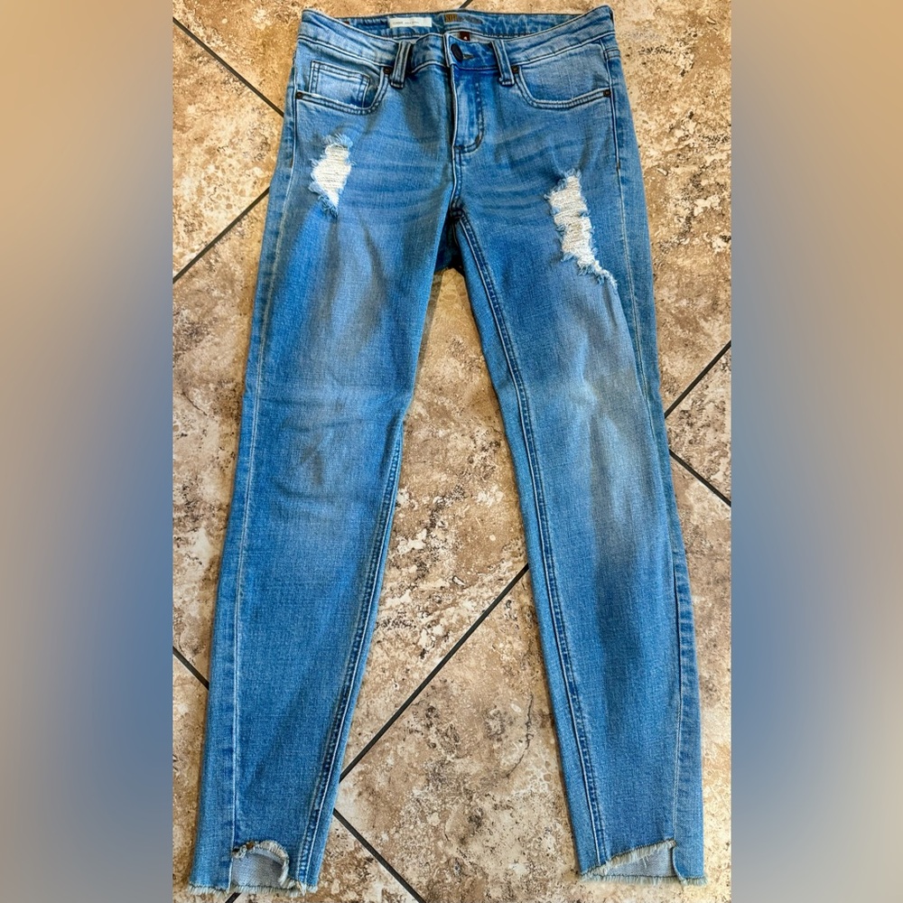 Kut From The Kloth CONNIE Ankle Skinny Jeans Size 4 Raw Hem Light Blue
